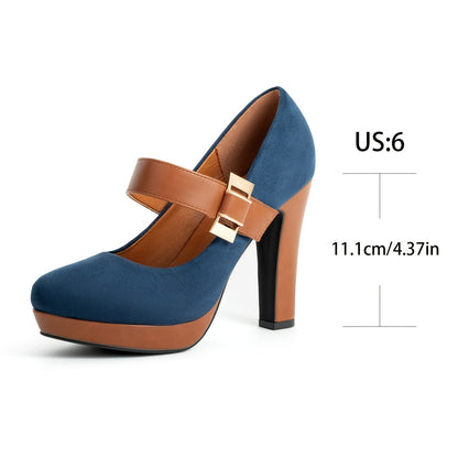 Damen Mary-Jane Pumps mit Blockabsatz und elegantem Design für festliche Anlässe