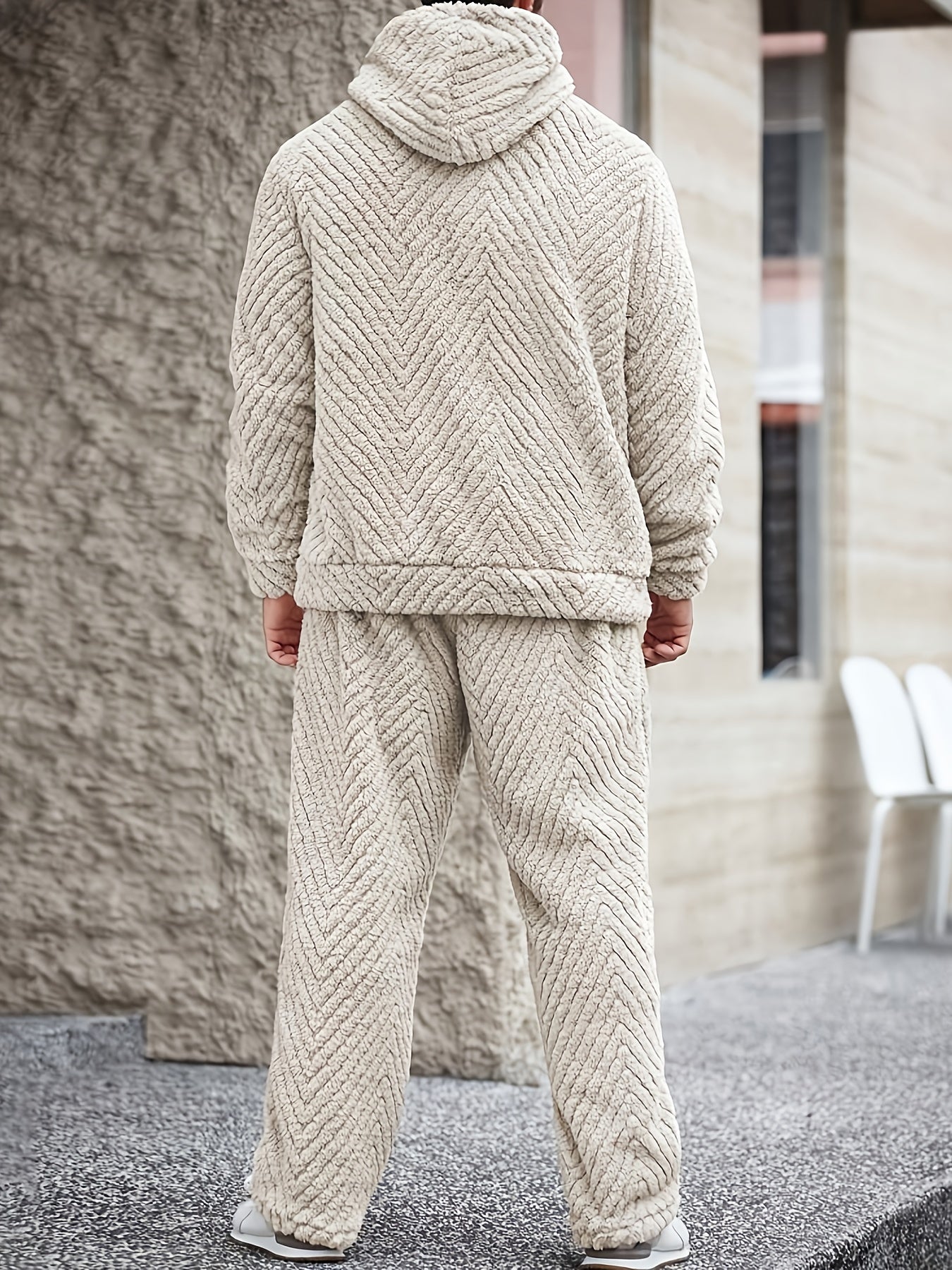 Heren zachte hoodie- en joggingbroekset, comfortabele tweedelige set