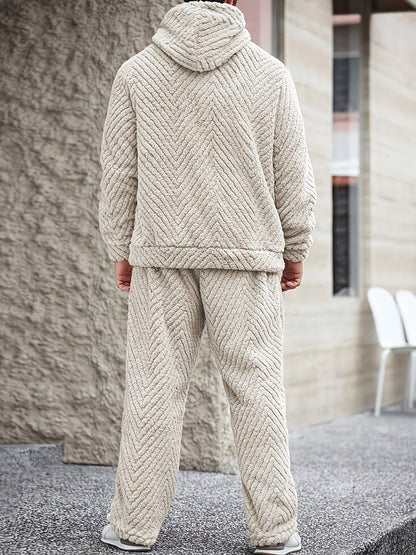 Heren zachte hoodie- en joggingbroekset, comfortabele tweedelige set