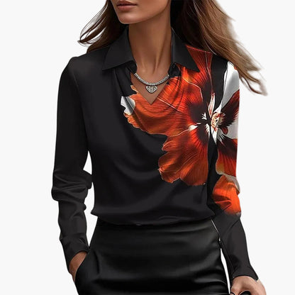Dam Blus med vattenfallskrage – Elegant business- och fritidslook