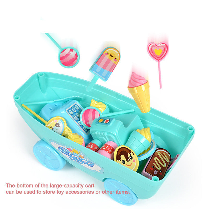 Jouet camion de glace pour enfants – Jeu de rôle éducatif pour filles et garçons – Charmant stand de vente avec caisse enregistreuse