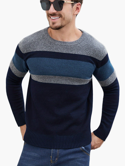 Jersey de punto para hombre con patrón de rayas – Jersey casual a la moda para otoño e invierno