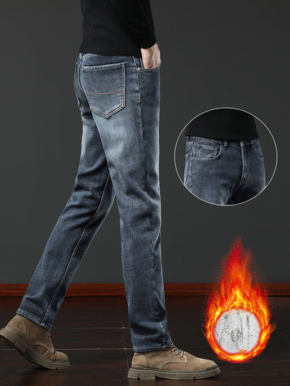 Thermo Jeans Herren gefüttert Winterhose Grau / Dunkelblau