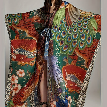 Damen Luxus Kaftan Kimono mit Maxilänge und opulentem orientalischen Muster – Perfekt für Resort und Abendmode