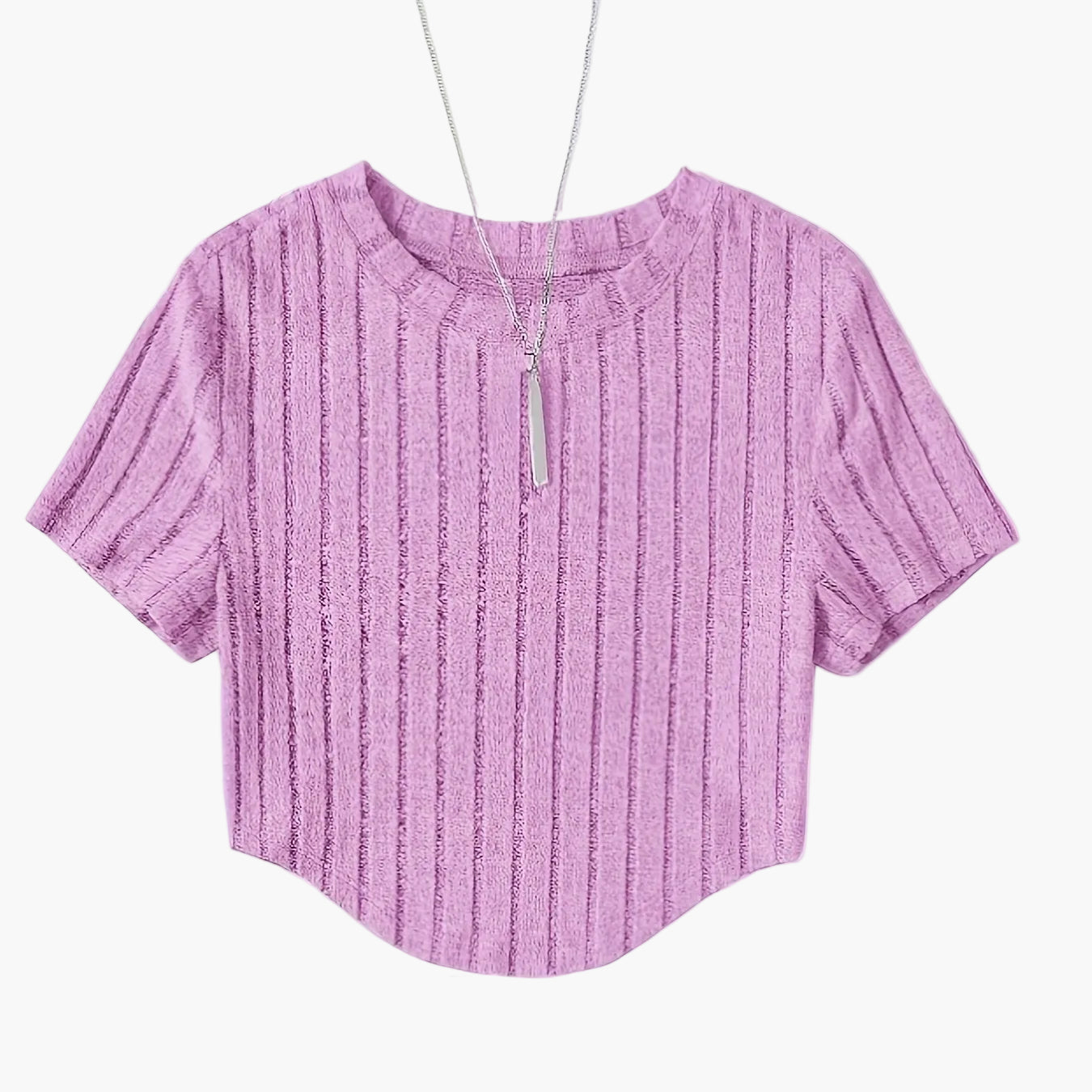 Dame kortermet ribbestrikket crop-top – avslappet sommer fritidsskjorte