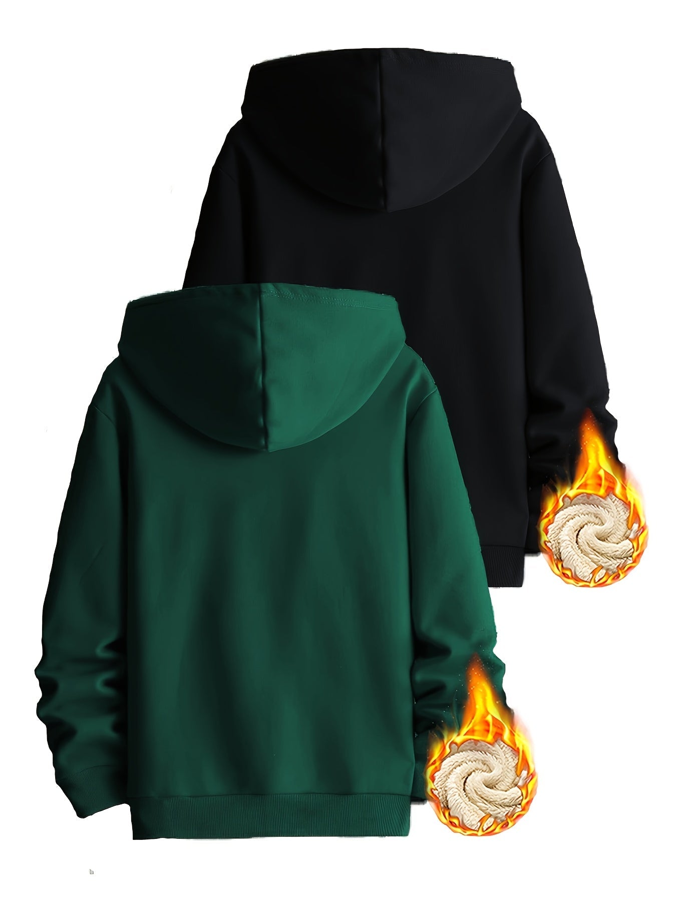Pack de dos sudaderas con capucha forradas, en colores lisos y con bolsillo canguro – conjunto de sudaderas cálido