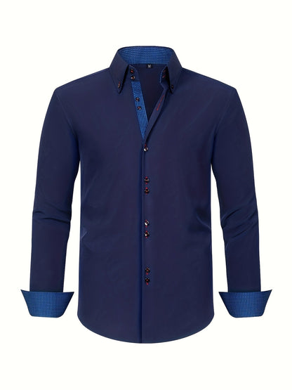 Męska koszula biznesowa casual z długim rękawem nowoczesny elegancki design