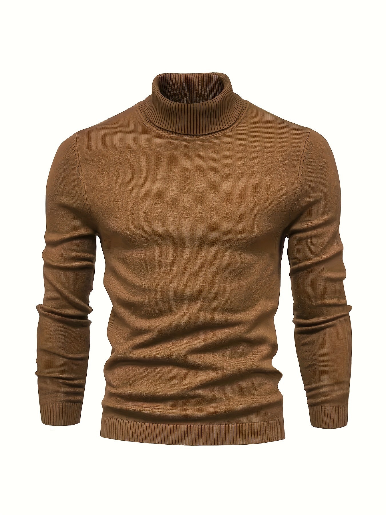 Klassisk ribstrikket rullekravesweater til mænd