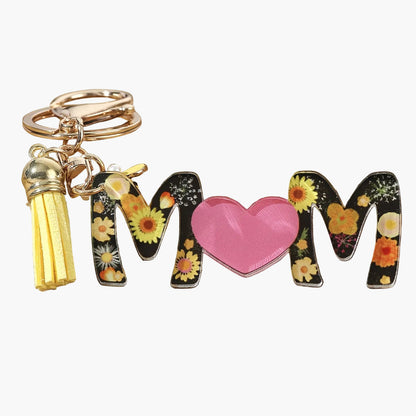 Porte-clés pour femmes – Cadeau de fête des mères à la mode, anneau porte-clés avec cœur et motif floral, accessoire élégant