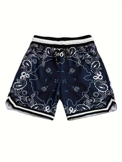 Herren Streetwear Basketball-Shorts mit Paisley-Print und sportlichem Design