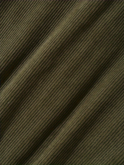 Heren patchworkcorduroy overhemd met lange mouwen, overshirt, bruin beige olijfgroen