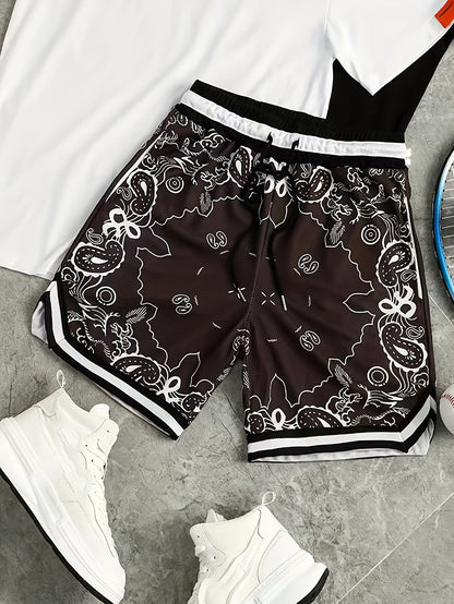 Herren Streetwear Basketball-Shorts mit Paisley-Print und sportlichem Design