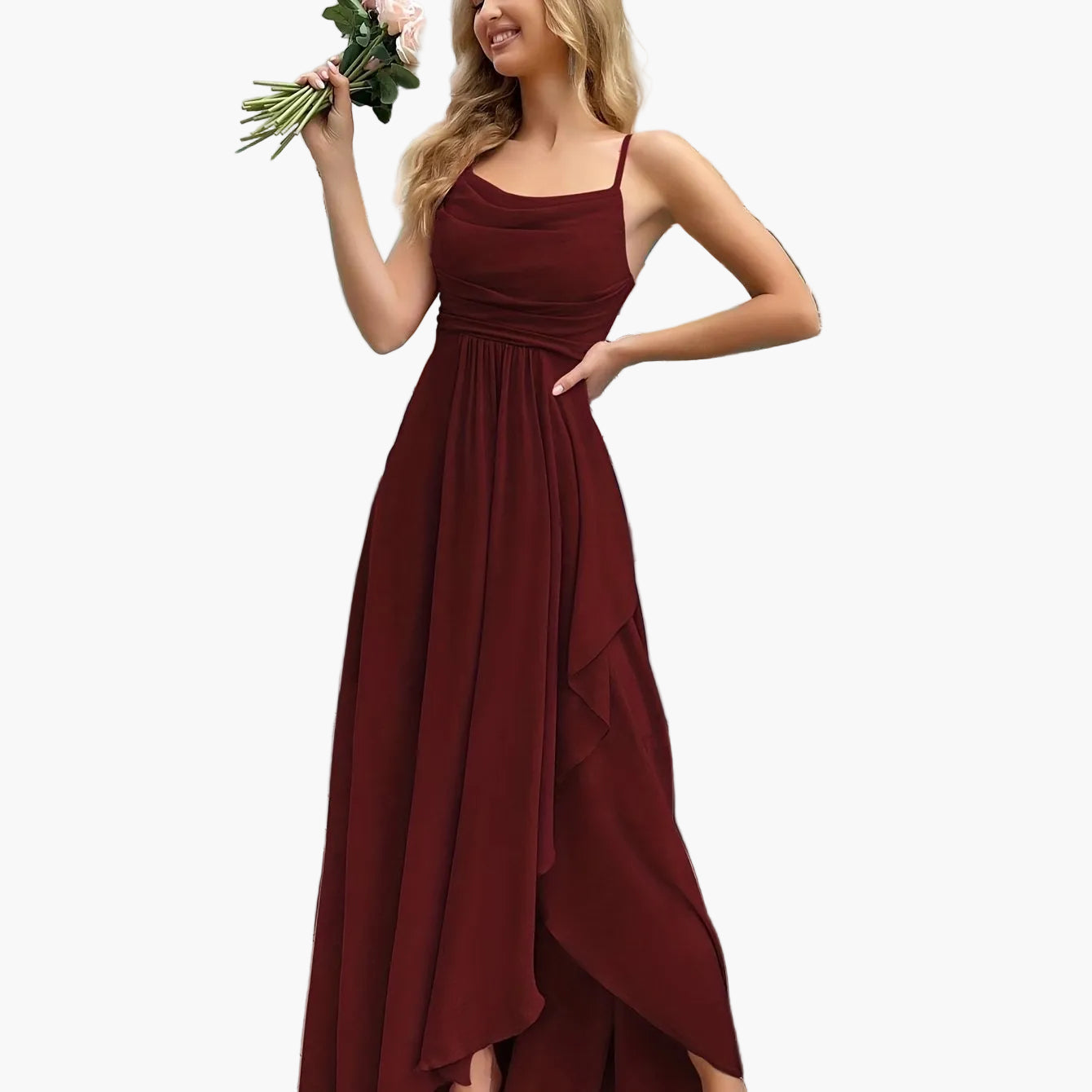 Vestido de noche elegante para mujer, corte ajustado y acampanado con tirantes finos – Perfecto para ocasiones festivas y bodas