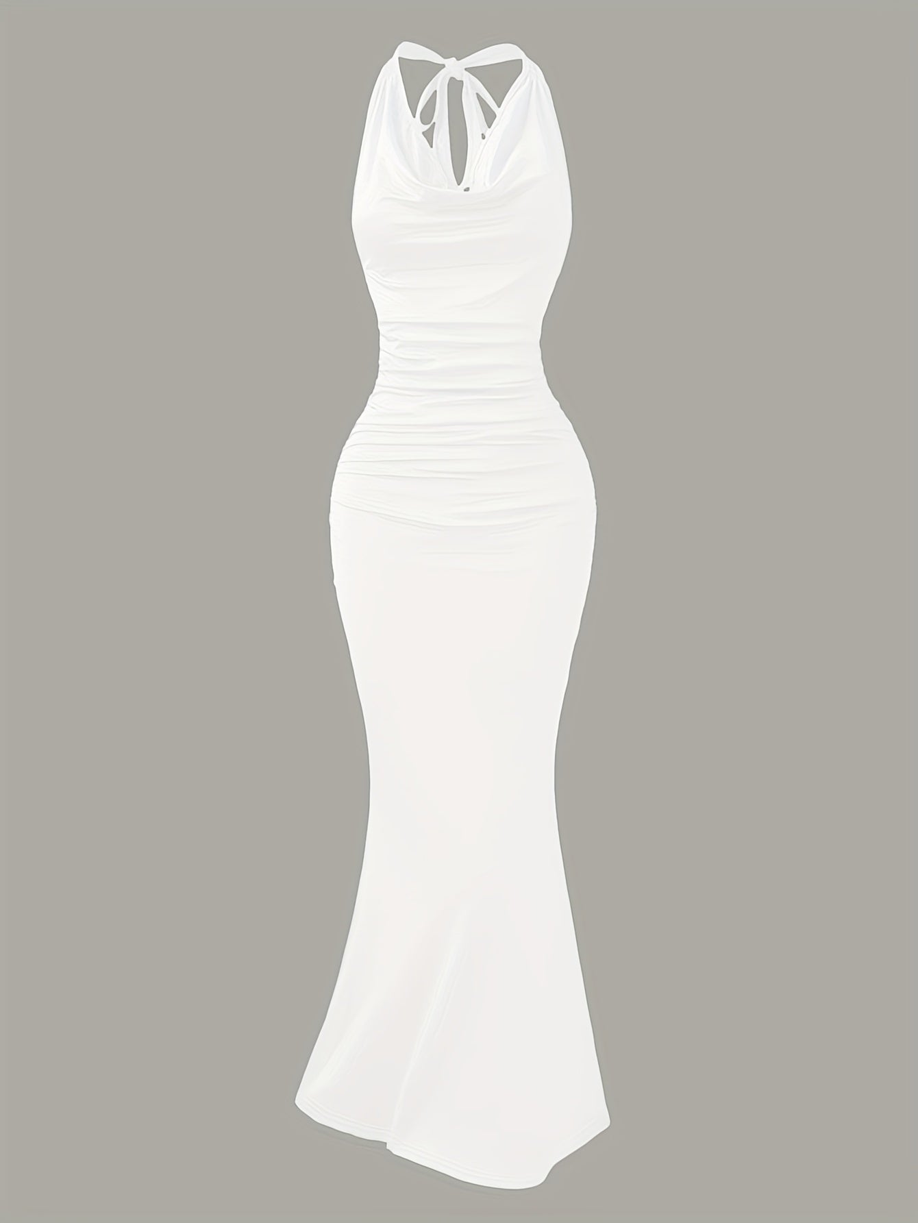 Dame Aftenkjole Elegant Ryggfri Maxi Fest Halterneck Figurformende