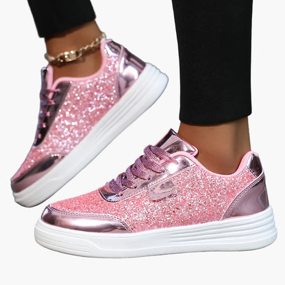 Dame Sneakers med Glimmer Plateau Fritid Trendy Sporty