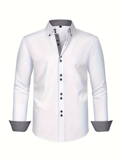 Męska koszula biznesowa casual z długim rękawem nowoczesny elegancki design