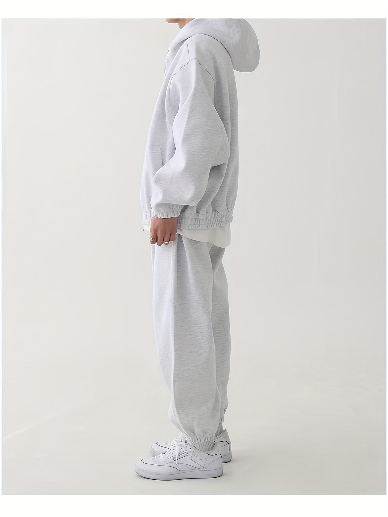 Completo unisex con felpa con cappuccio e cerniera e pantaloni da jogging, comodo completo sportivo loungewear