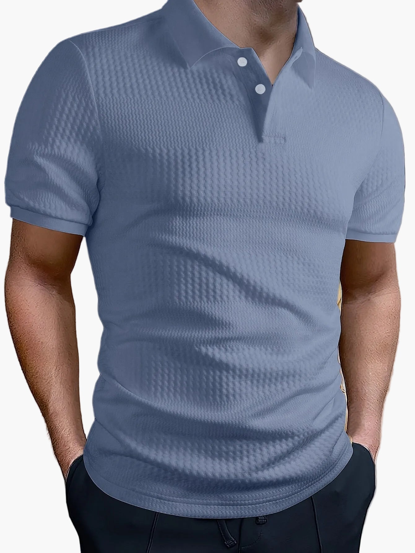 Herren Polohemd Slim Fit Freizeit Geometrisches Muster Kurzarm für Alltag und Büro