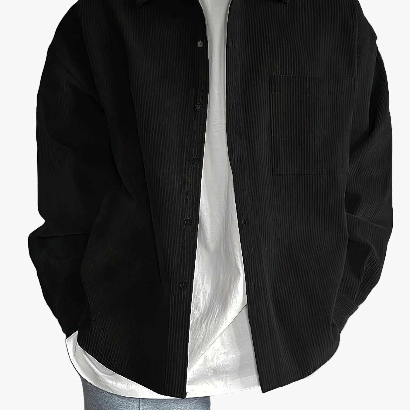 Chaqueta camisa casual oversize para hombre con botonadura – Look moderno de ocio