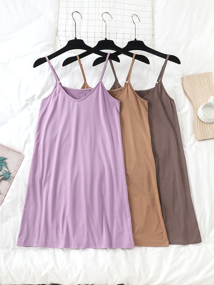 Damen Nachthemd Set – Elegantes Spaghettiträger Kleid für Frühling und Sommer, 3er Pack