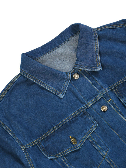 Giacca di jeans da uomo in denim stile classico per tempo libero e uso quotidiano