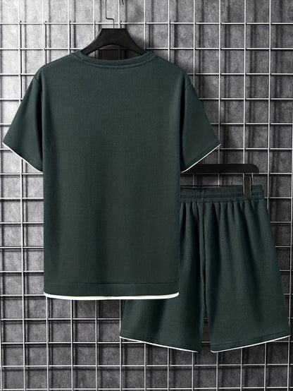 Ensemble décontracté homme T-shirt manches courtes & short – Tenue d'été décontractée avec col rond