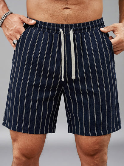 Shorts décontractés pour homme avec motif à rayures et cordon de serrage – Parfaits pour les loisirs et le sport