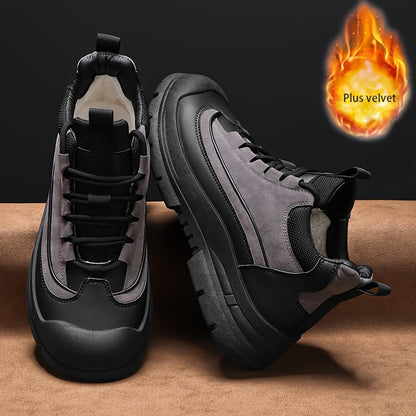 Robuste Herren Sneaker Winter Freizeitschuh mit dicker Sohle Grau/Khaki