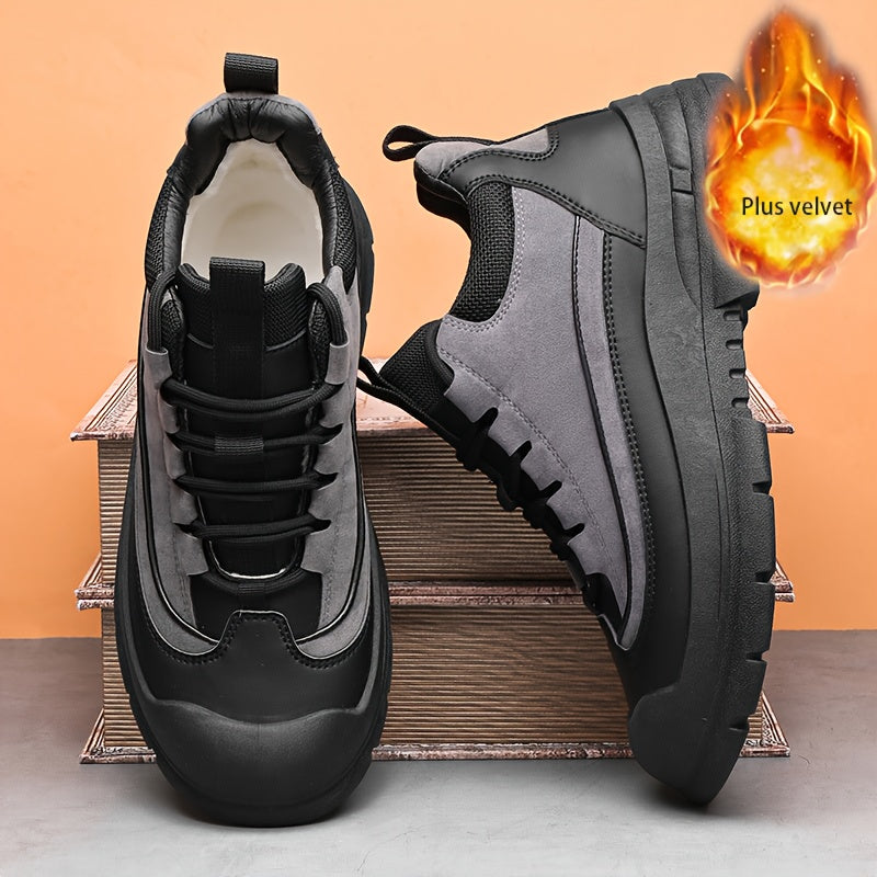 Robuste Herren Sneaker Winter Freizeitschuh mit dicker Sohle Grau/Khaki
