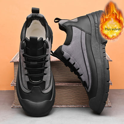 Robuste Herren Sneaker Winter Freizeitschuh mit dicker Sohle Grau/Khaki