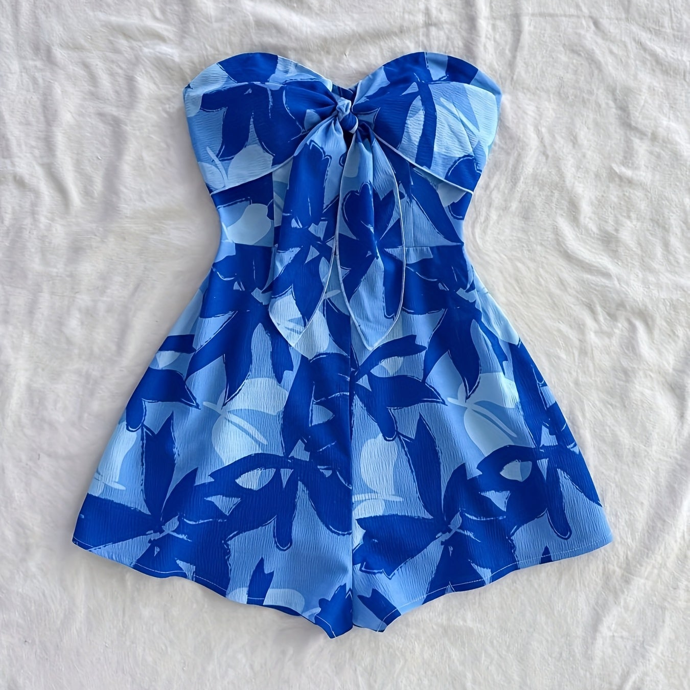 Mono bandeau para mujer con detalle de lazo y estampado floral – Peto de verano casual