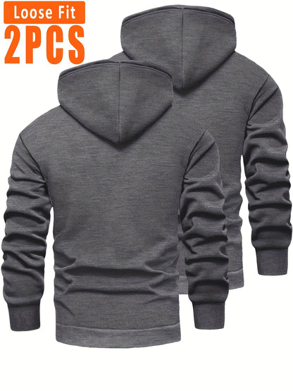 Pack de 2 sudaderas con capucha de corte holgado para hombre y forro interior suave