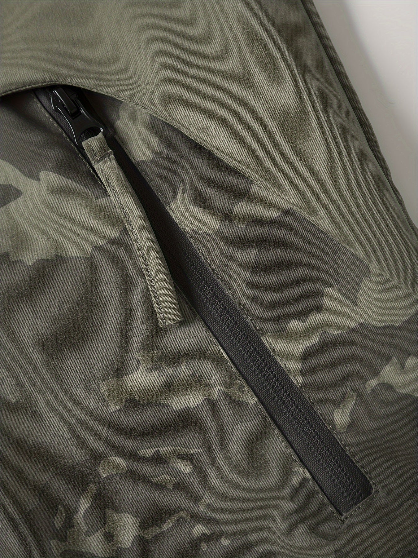 Chaqueta unisex para exteriores, camuflaje verde, con capucha y cremallera