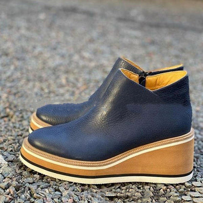 Damen Plateau-Stiefeletten mit Reißverschluss – Modische Alltagsschuhe im europäischen Stil