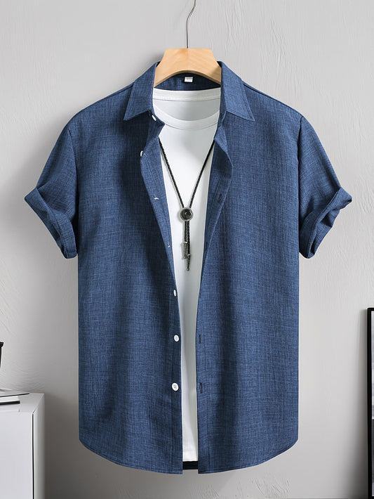 Heren vrijetijds kortarmig overhemd met T-shirt laag – Moderne zomerse look voor dagelijks gebruik en uitgaan