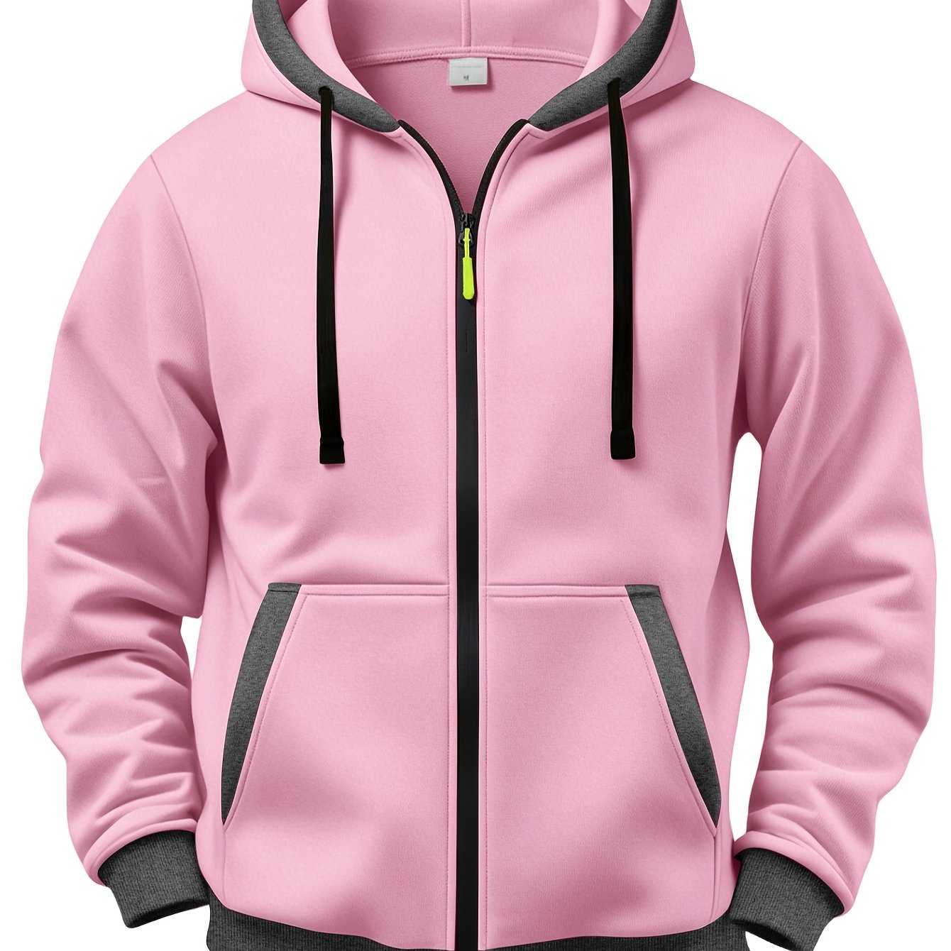 Unisex-hættetrøje med lynlås, pink og grå