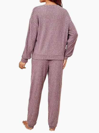 Set Pigiama Donna Lounge Homewear con Design in Maglia – Comodo Outfit Casual per Casa