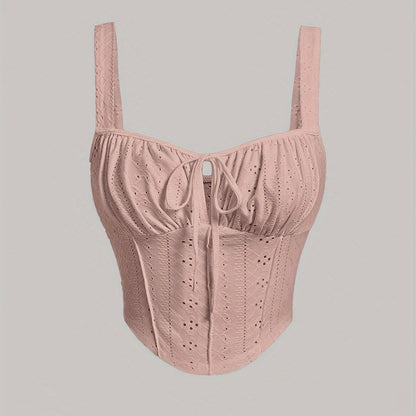 Damski top gorsetowy w stylu boho z ozdobnym sznurowaniem – modny bustier na wiosnę i lato