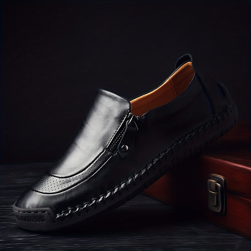 Heren mocassin-slippers vintage met rits – comfortabele vrijetijdsschoenen voor dagelijks gebruik en feestjes
