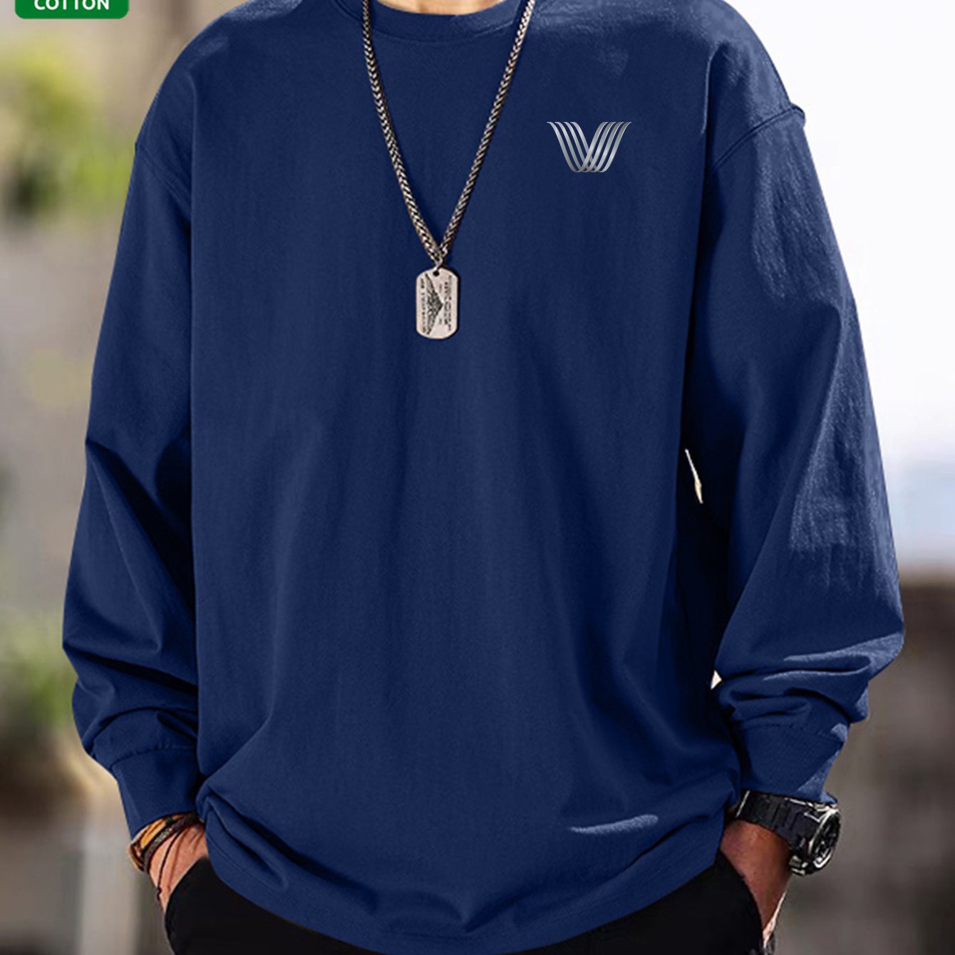 Maglia unisex a maniche lunghe, girocollo, casual
