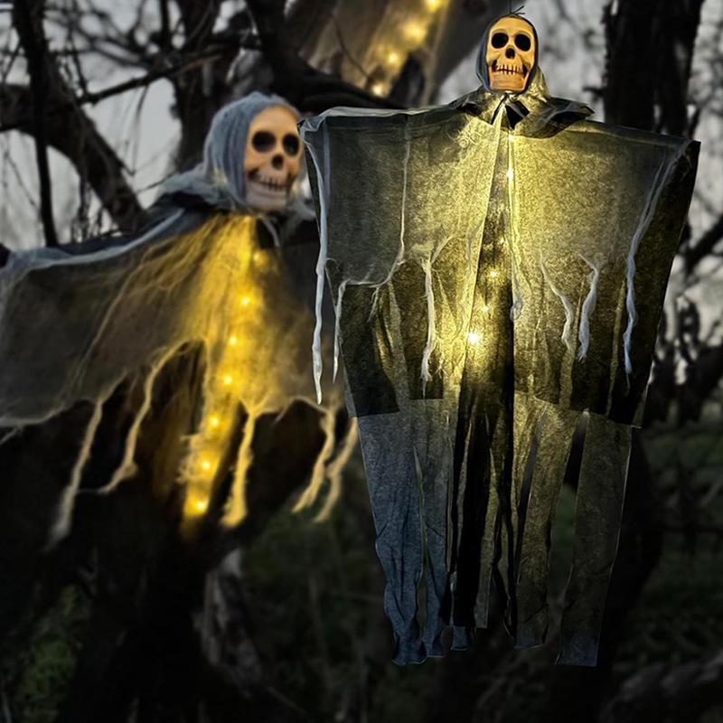 Fantasma appeso di Halloween con luci LED – Decorazione spaventosa per feste di Halloween e esterni