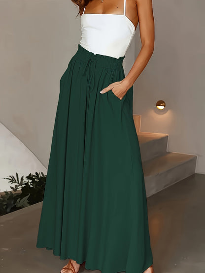 Dames maxirok met hoge taille en wijde pijpen – Elegante vrijetijdsstijl voor lente en zomer