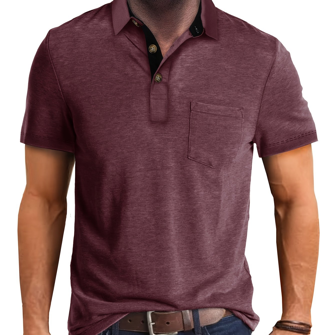 Polo uomo manica corta con taschino – Camicia casual moderna per tutti i giorni e il tempo libero