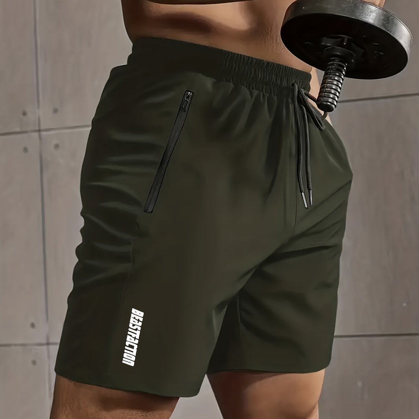 Męskie szorty sportowe do fitnessu, krótkie spodenki z kieszeniami na zamek błyskawiczny