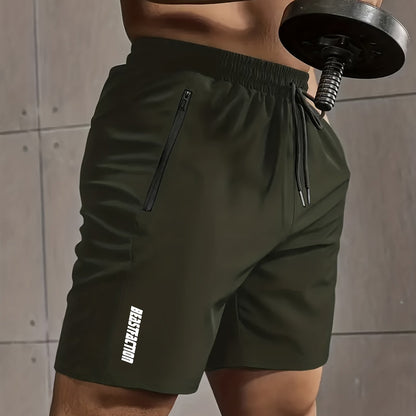 Męskie szorty sportowe do fitnessu, krótkie spodenki z kieszeniami na zamek błyskawiczny