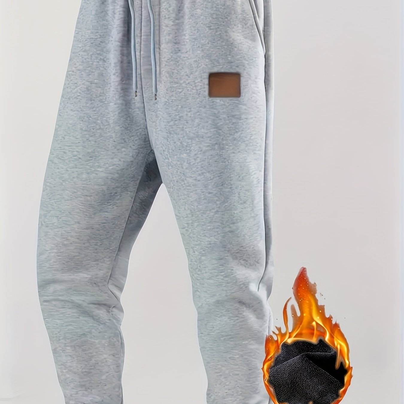 Herren Warme Jogginghose mit Fleecefutter, Kordelzug, Schwarz