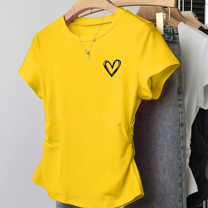 Camiseta para mujer con estampado de corazón y corte moderno – Ideal para día a día y ocio