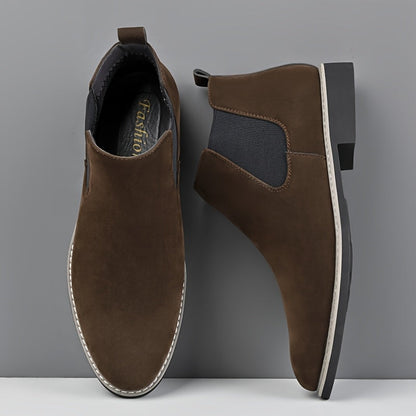 Chelsea-laarzen voor heren, suède-look, instaplaarzen met elastische inzetstukken, bruin en zwart
