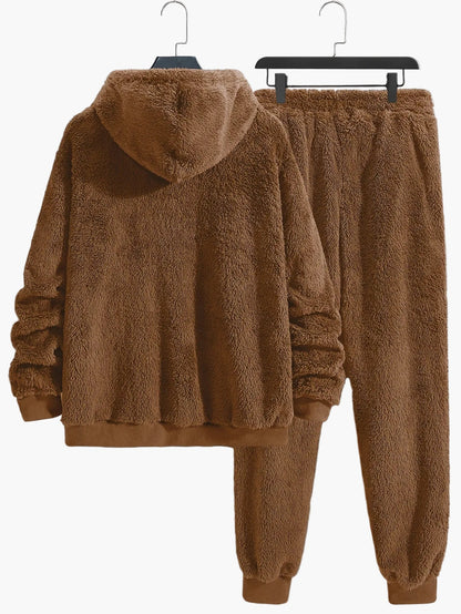 Herre fleece hoodie joggingdragt todelt – hyggeligt fritidstøj til sport & loungewear