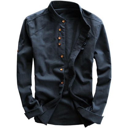 Steven – Chemise homme style chinois avec col montant
